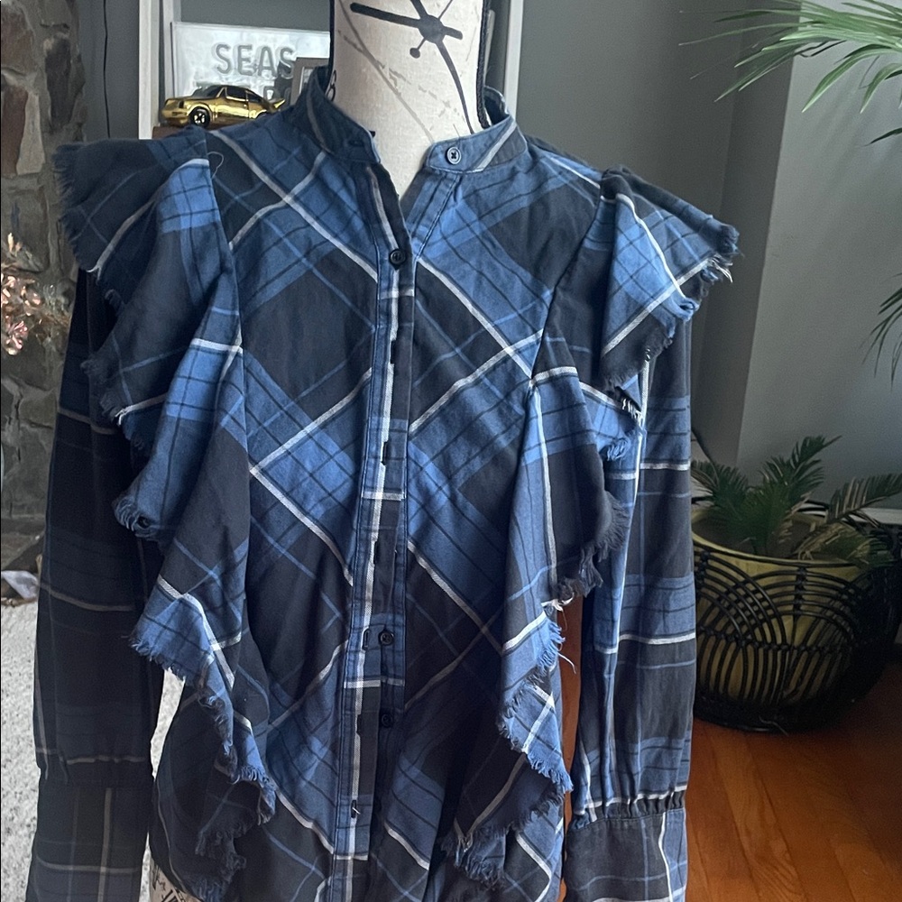 Blue Plaid Button Down Shirt